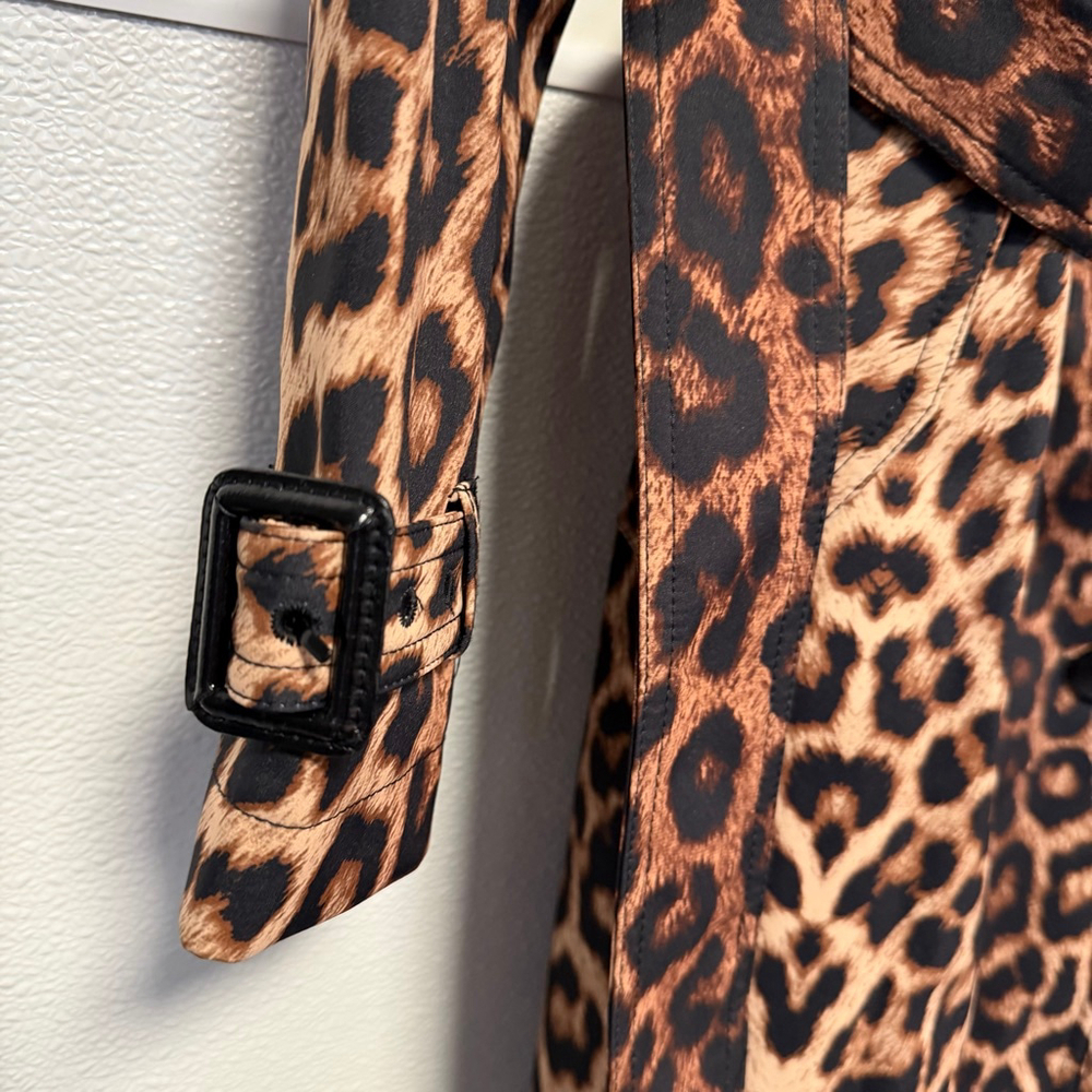 BCBGMAXAZRIA Leopard Trench Coat XS Brown Black New NWT $298 Water resistant - Picture 13 of 16